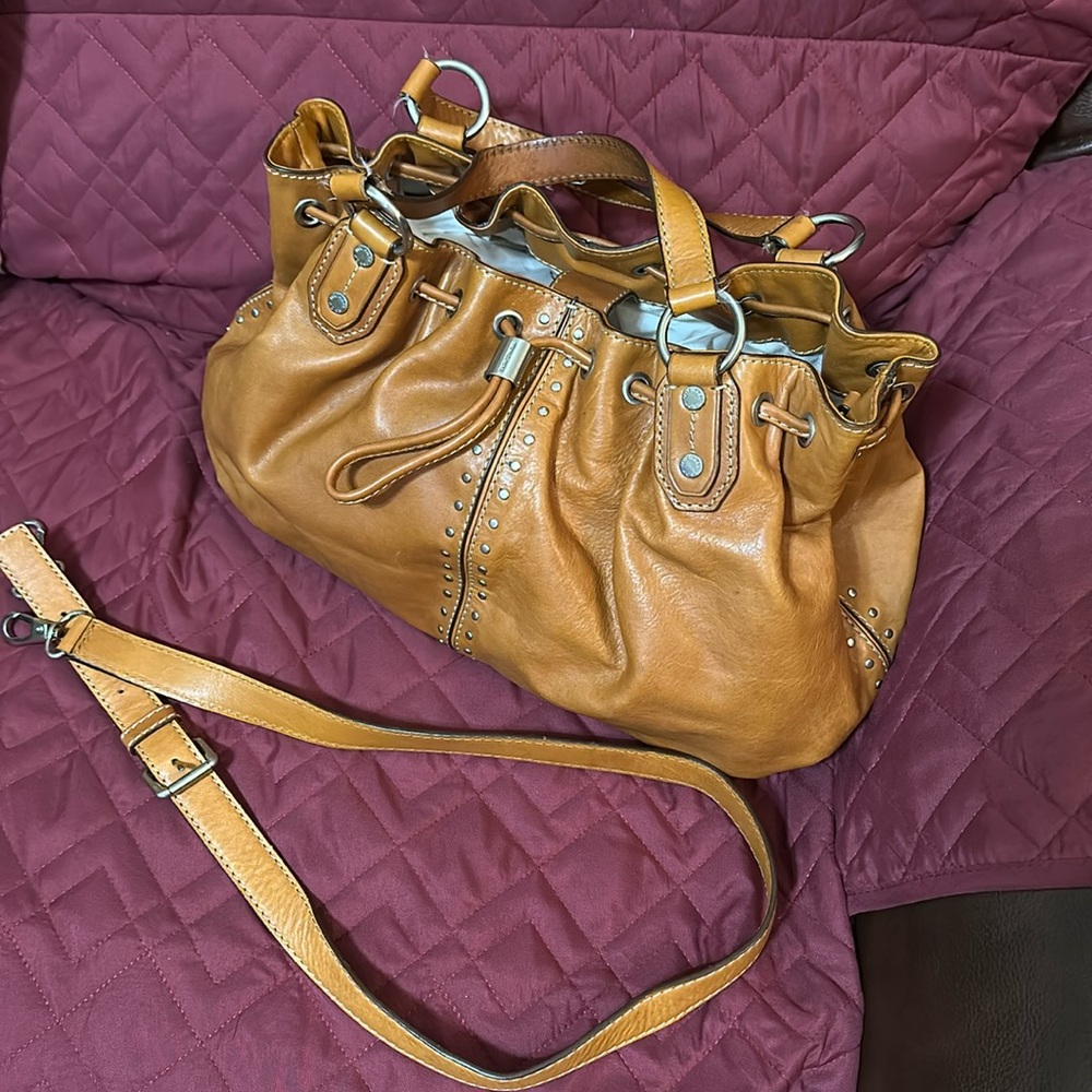 Michael Kors cognac leather boho bag